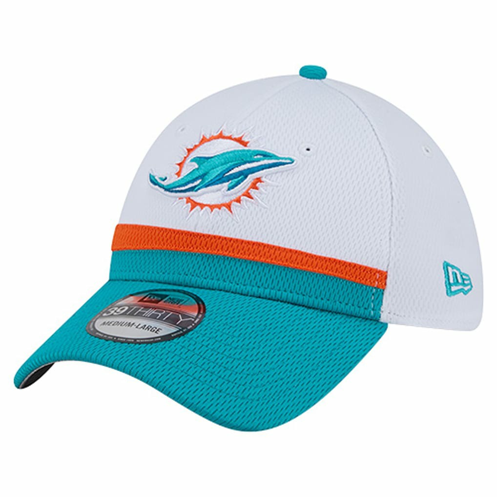Miami Dolphins New Era Dashmark Rays 39THIRTY Flex Hat White/Aqua
