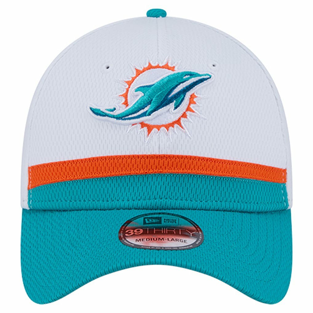 Miami Dolphins New Era Dashmark Rays 39THIRTY Flex Hat White/Aqua
