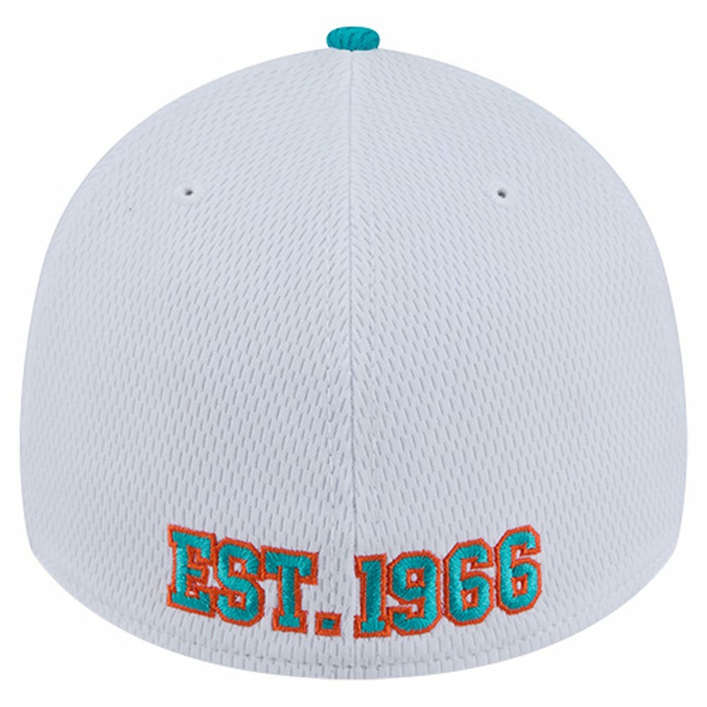 Miami Dolphins New Era Dashmark Rays 39THIRTY Flex Hat White/Aqua