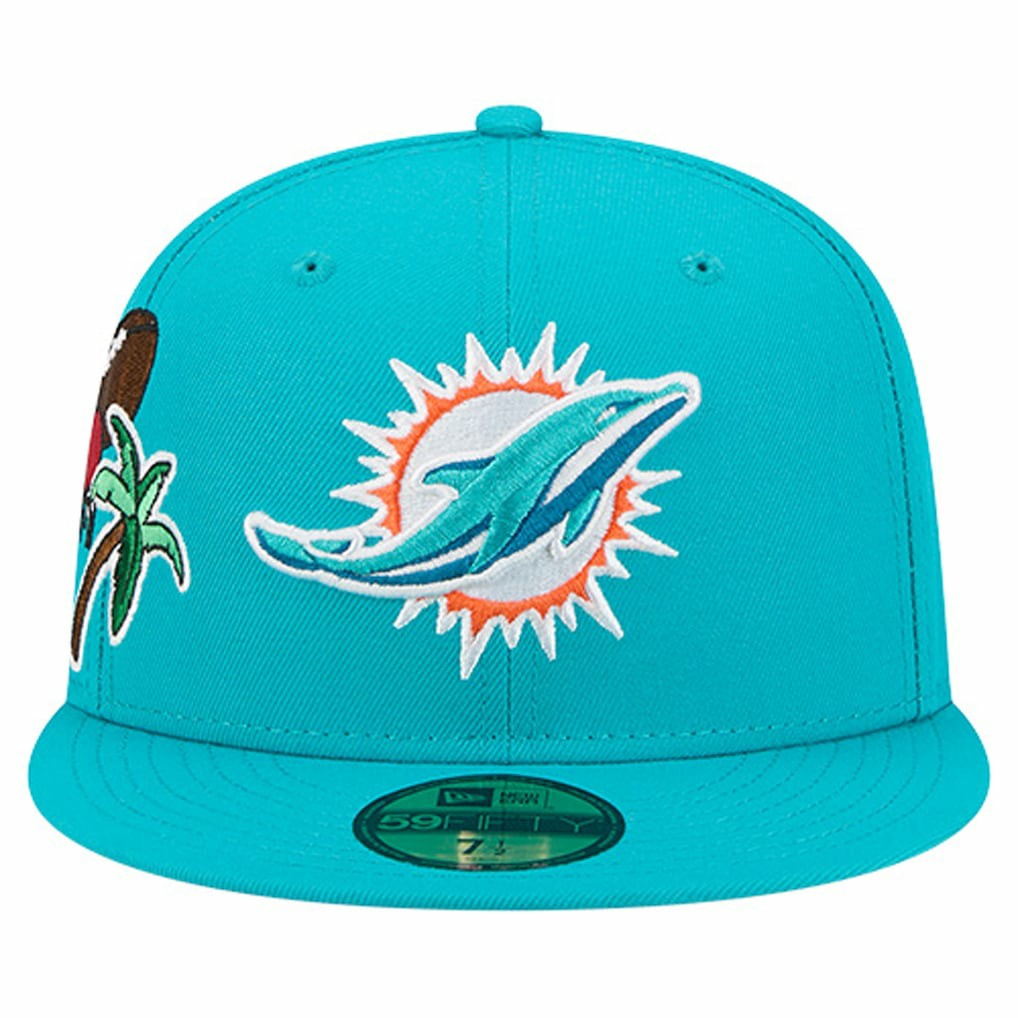 Miami Dolphins New Era Group Chat 59FIFTY Fitted Hat Aqua