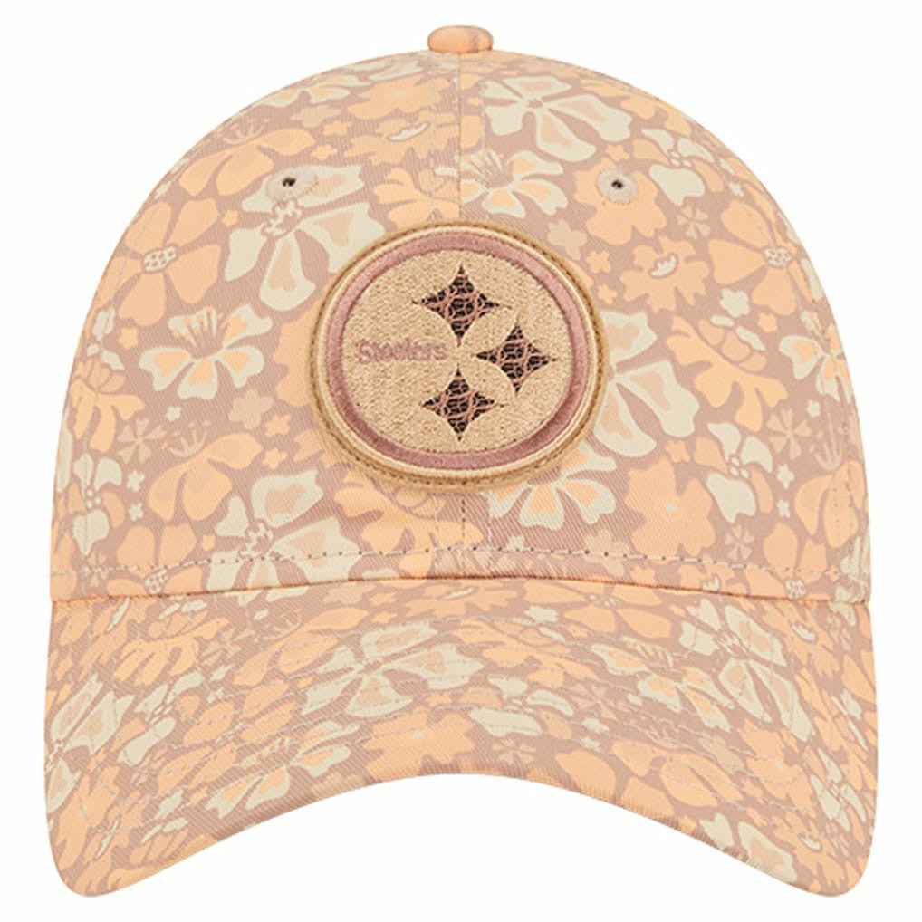 Pittsburgh Steelers New Era Women's Floral 9TWENTY Adjustable Hat Tan
