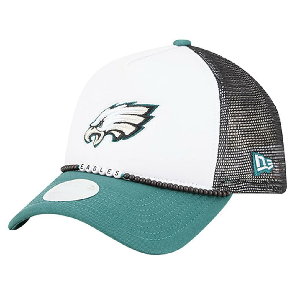 Philadelphia Eagles New Era Women's Friendship Bracelet 9FORTY Adjustable Hat White/Midnight Green