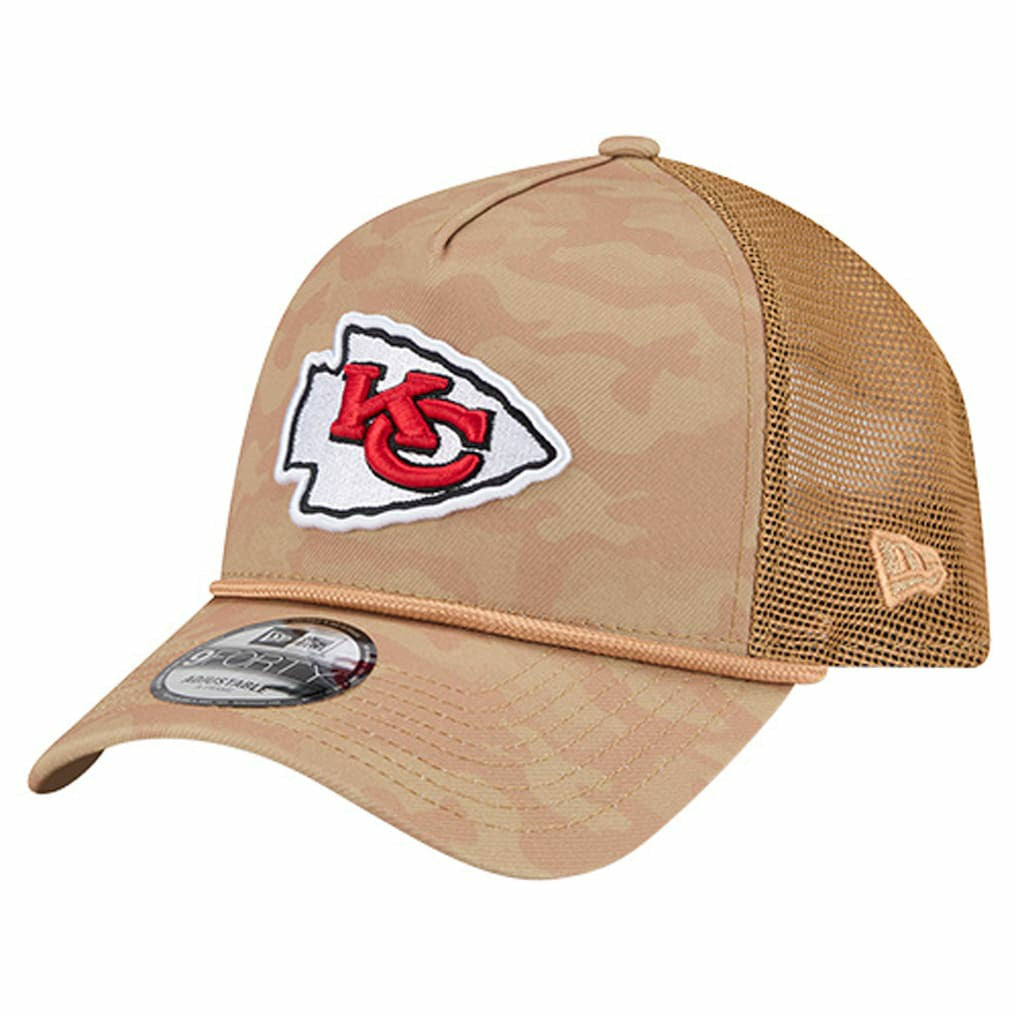 Kansas City Chiefs New Era Wheat Camo 9FORTY Adjustable Hat Tan