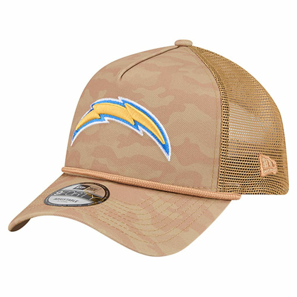Los Angeles Chargers New Era Wheat Camo 9FORTY Adjustable Hat Tan