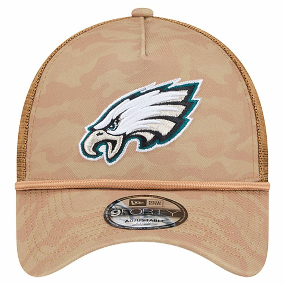 Philadelphia Eagles New Era Wheat Camo 9FORTY Adjustable Hat Tan
