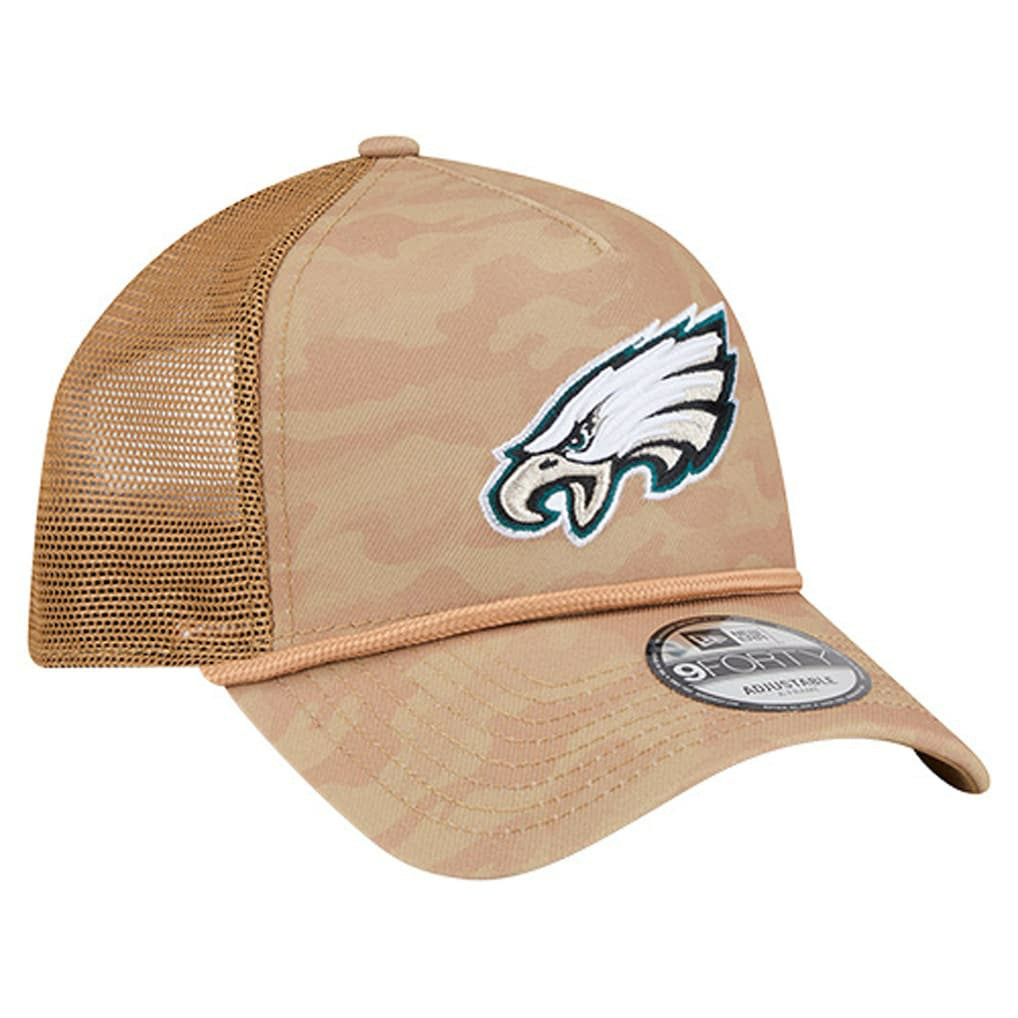 Philadelphia Eagles New Era Wheat Camo 9FORTY Adjustable Hat Tan