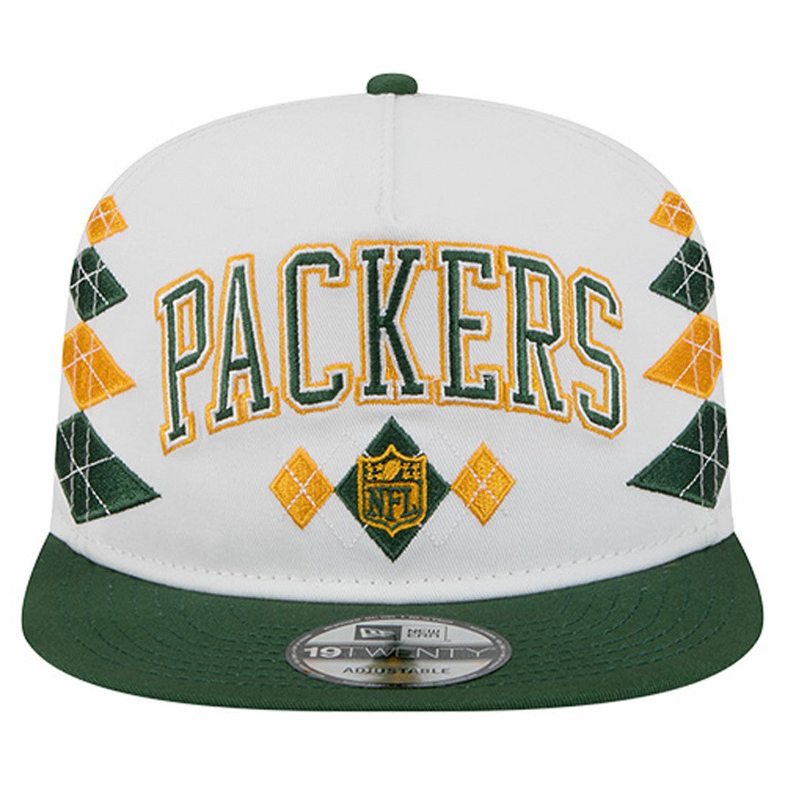 Green Bay Packers New Era Argyle 19TWENTY Adjustable Hat White