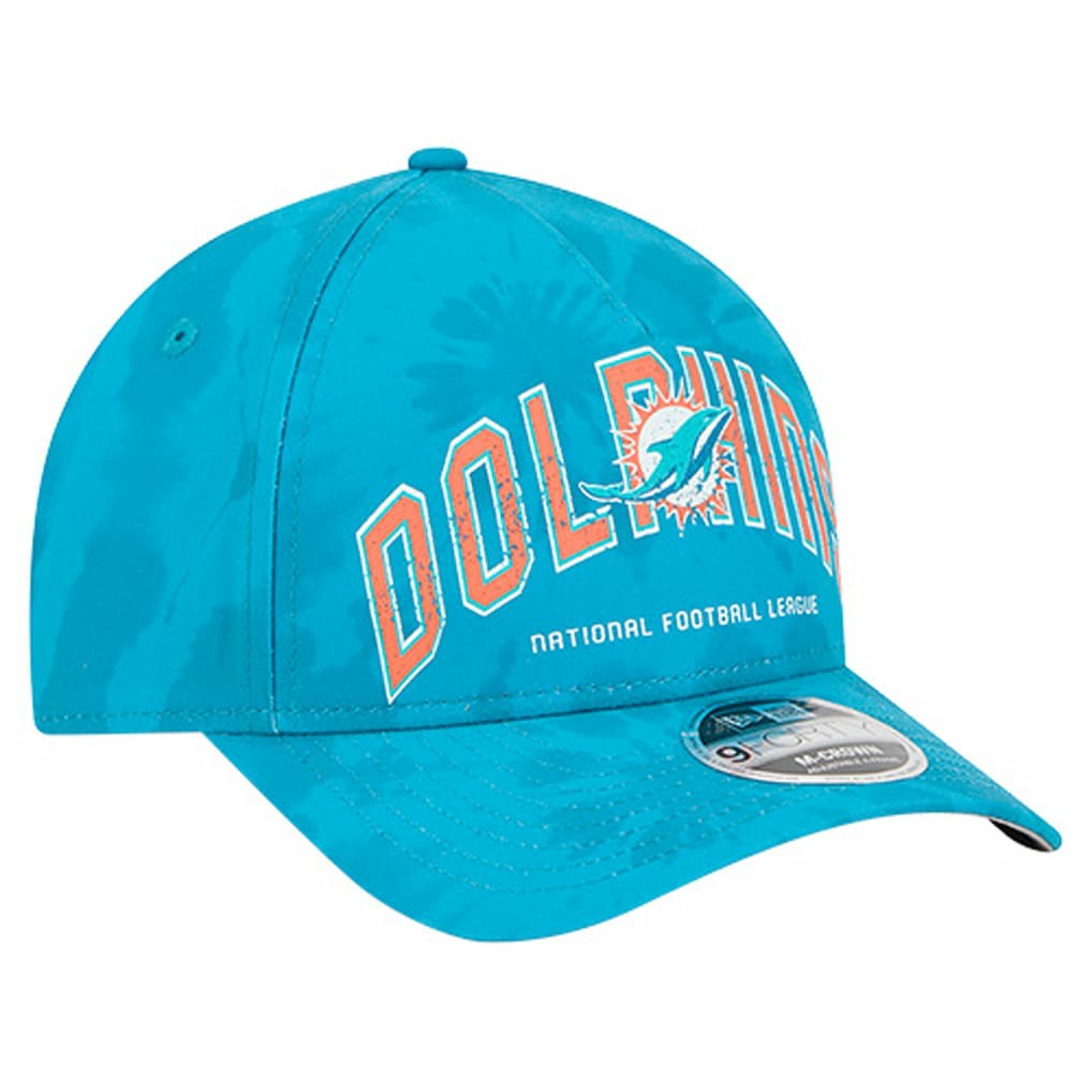 Miami Dolphins New Era Tie Dye Fade 9Forty M-Crown A-Frame Adjustable Hat Aqua