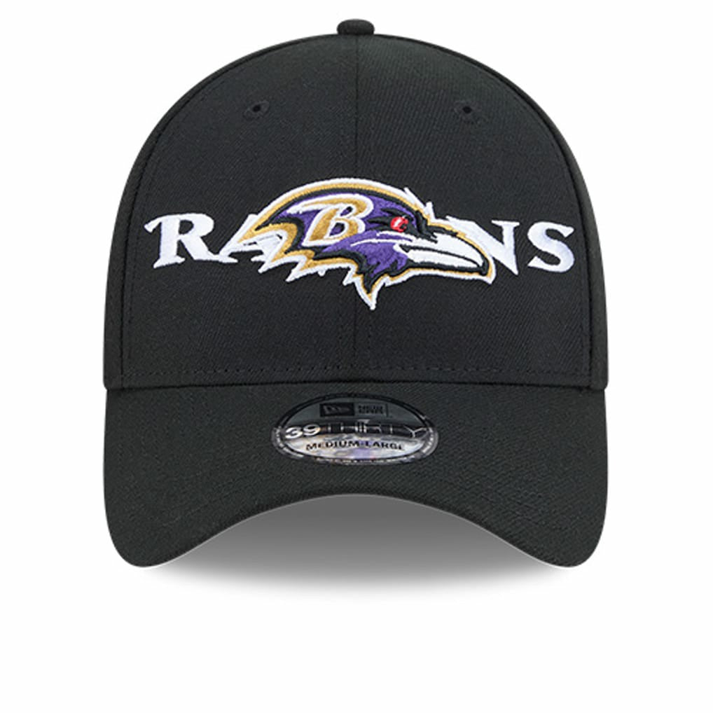 Baltimore Ravens New Era Overlap Logo 39THIRTY Stretch Fit Hat Black