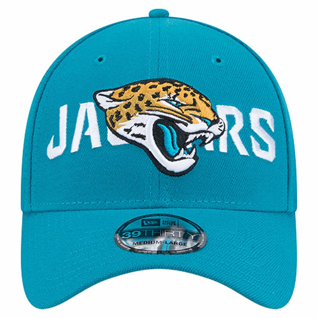 Jacksonville Jaguars New Era Overlap Logo 39THIRTY Stretch Fit Hat Teal