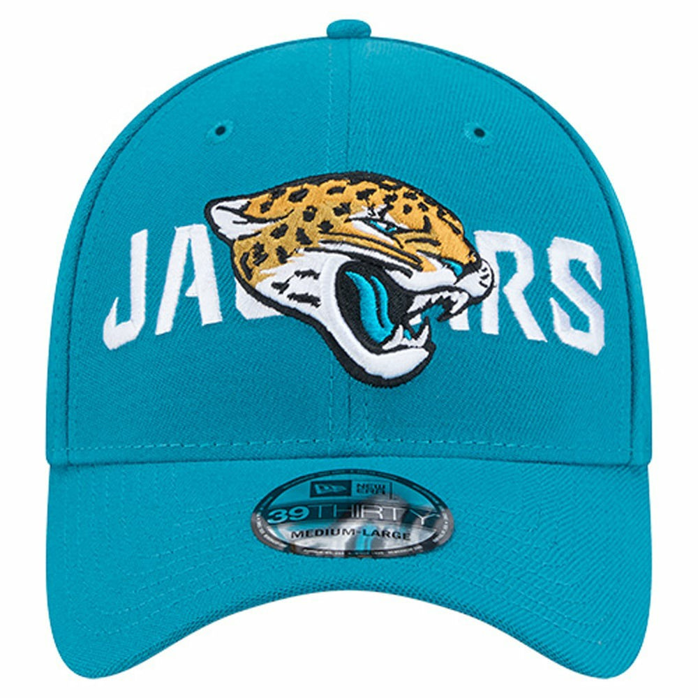 Jacksonville Jaguars New Era Overlap Logo 39THIRTY Stretch Fit Hat Teal