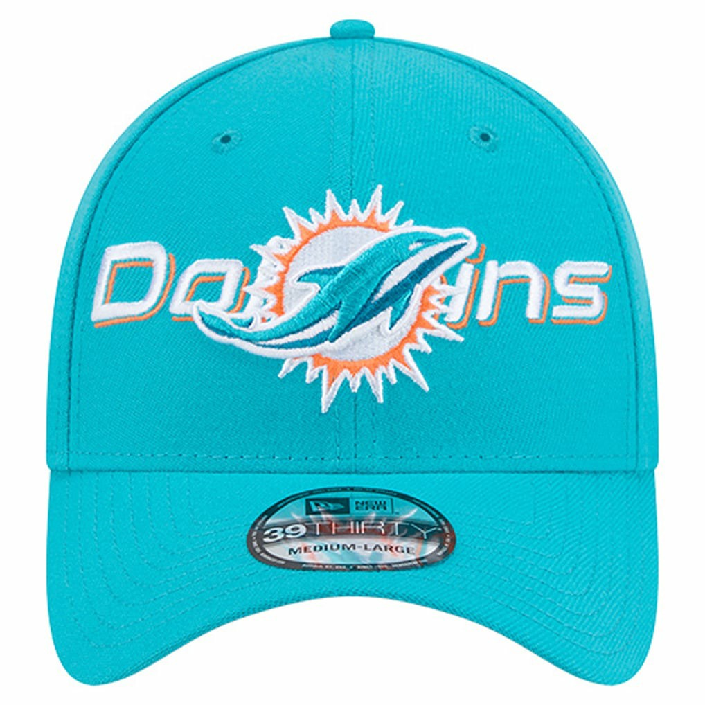 Miami Dolphins New Era Overlap Logo 39THIRTY Stretch Fit Hat Aqua