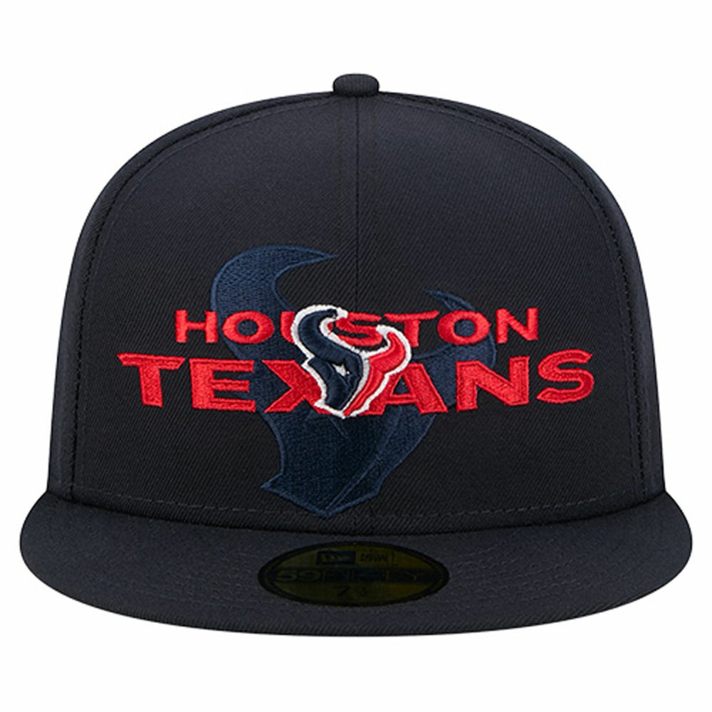 Houston Texans New Era Overlap Wordmark 59FIFTY Fitted Hat Navy