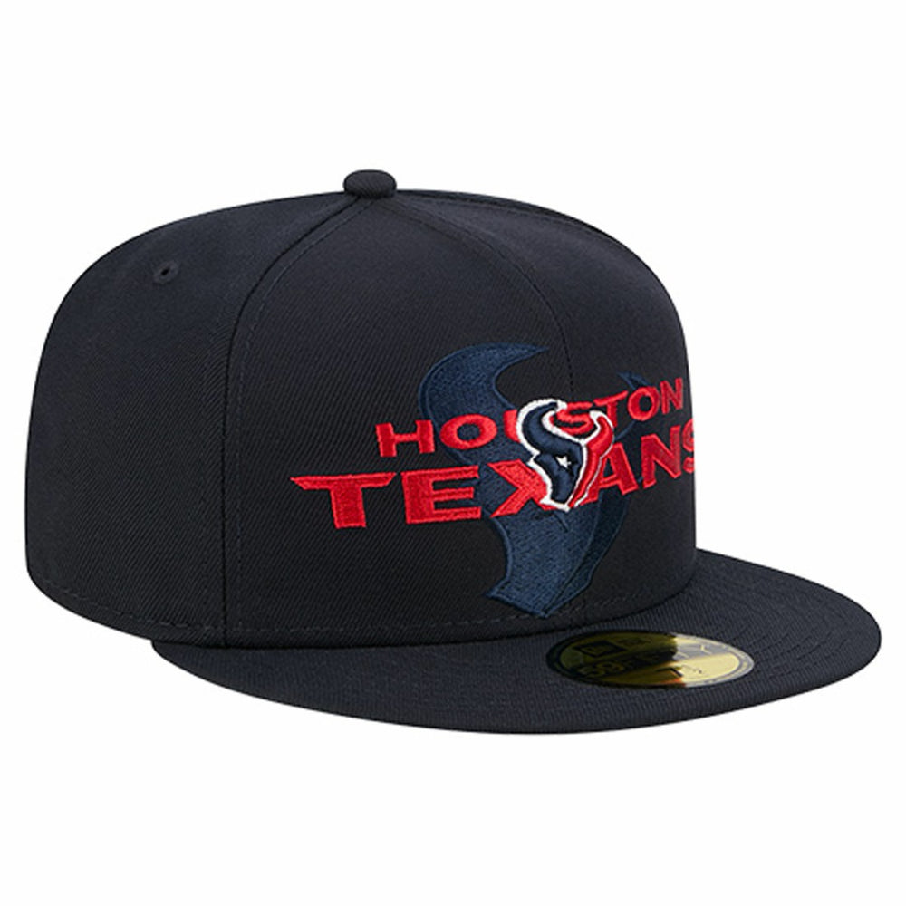 Houston Texans New Era Overlap Wordmark 59FIFTY Fitted Hat Navy