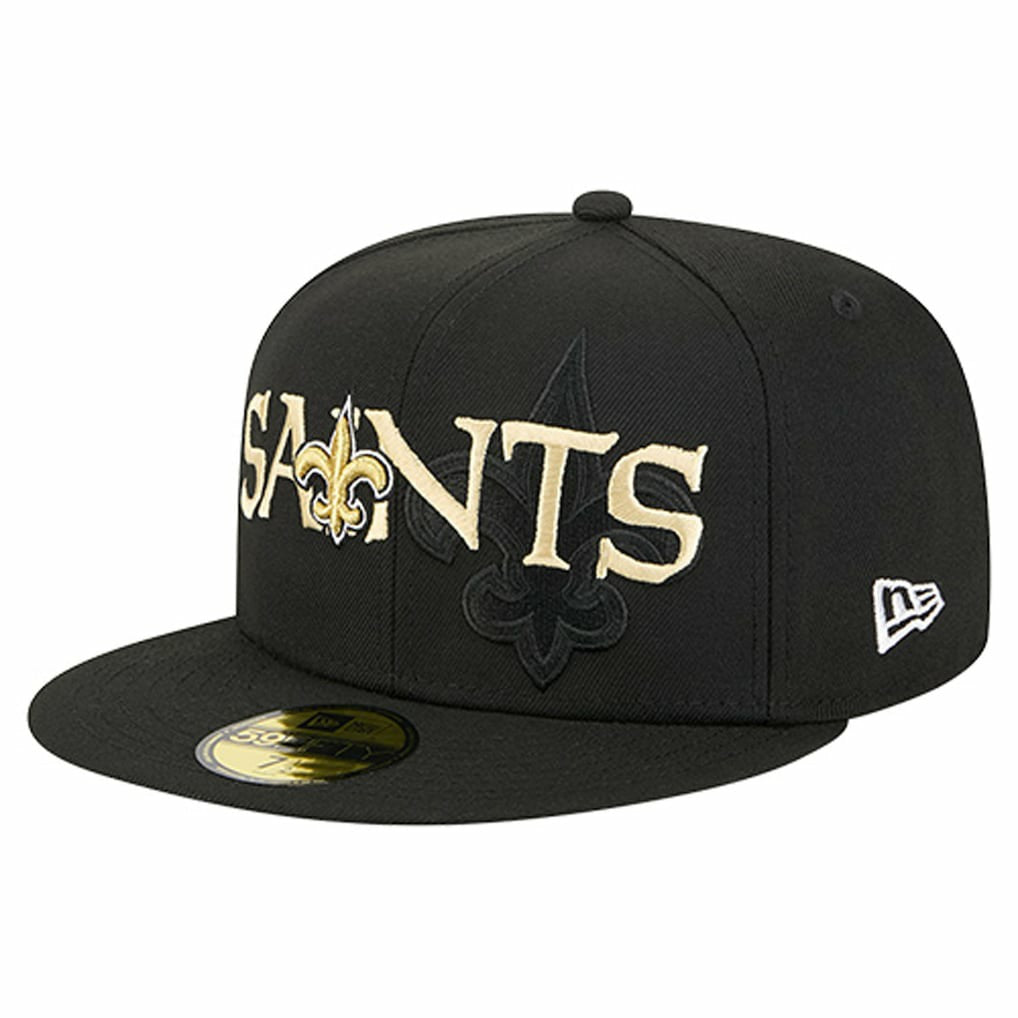 New Orleans Saints New Era Overlap Wordmark 59FIFTY Fitted Hat Black