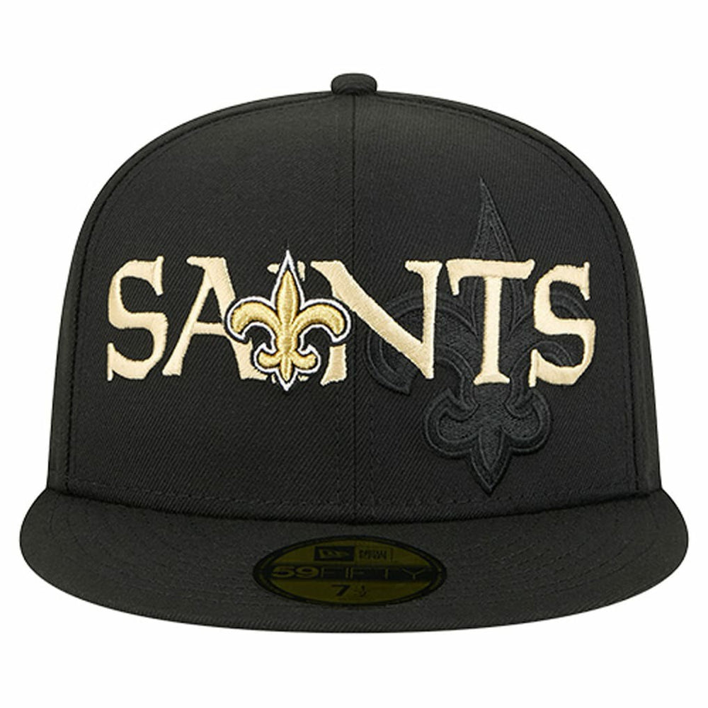 New Orleans Saints New Era Overlap Wordmark 59FIFTY Fitted Hat Black
