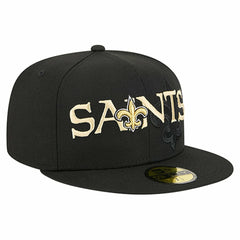 New Orleans Saints New Era Overlap Wordmark 59FIFTY Fitted Hat Black