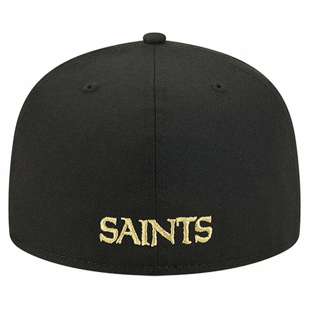 New Orleans Saints New Era Overlap Wordmark 59FIFTY Fitted Hat Black
