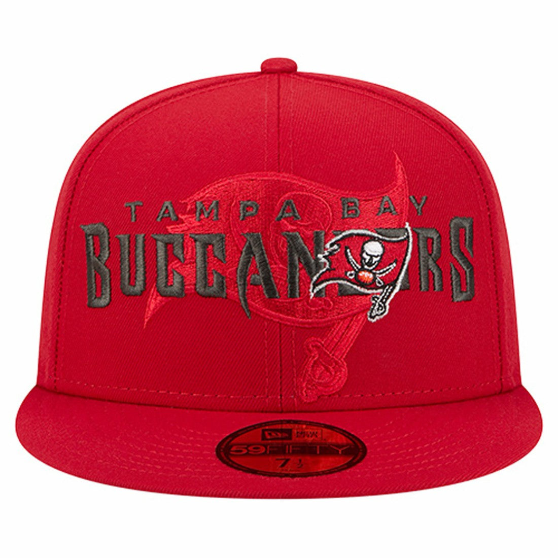 Tampa Bay Buccaneers New Era Overlap Wordmark 59FIFTY Fitted Hat Red