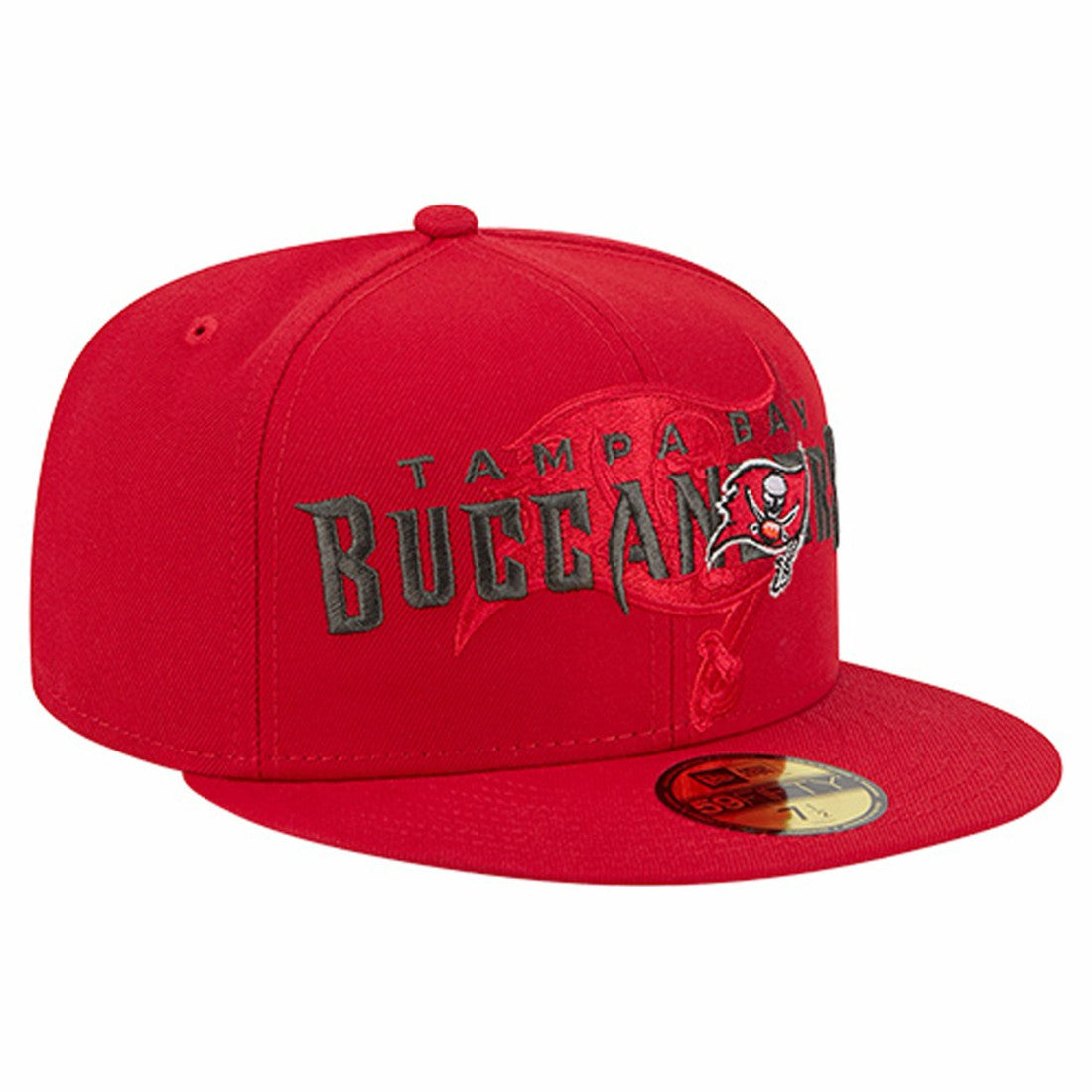 Tampa Bay Buccaneers New Era Overlap Wordmark 59FIFTY Fitted Hat Red