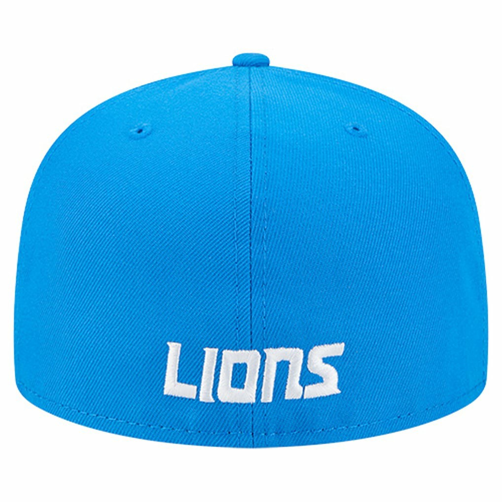 Detroit Lions New Era Overlap Wordmark 59FIFTY Fitted Hat Blue