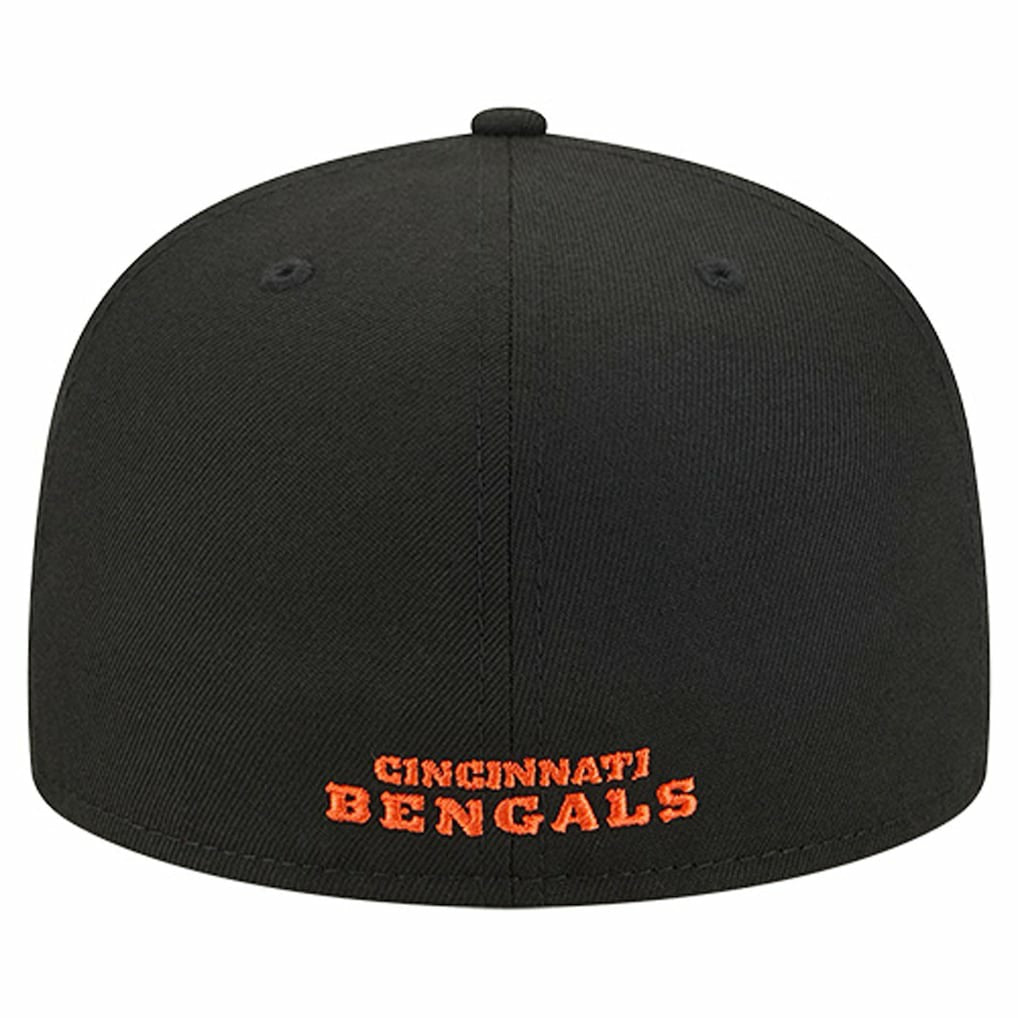 Cincinnati Bengals New Era Overlap Wordmark 59FIFTY Fitted Hat Black
