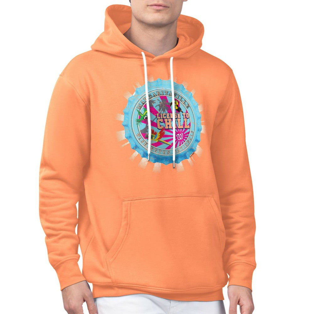 Washington Nationals Margaritaville Chill Bottle Cap Fleece Pullover Hoodie - Orange - MLB Sale