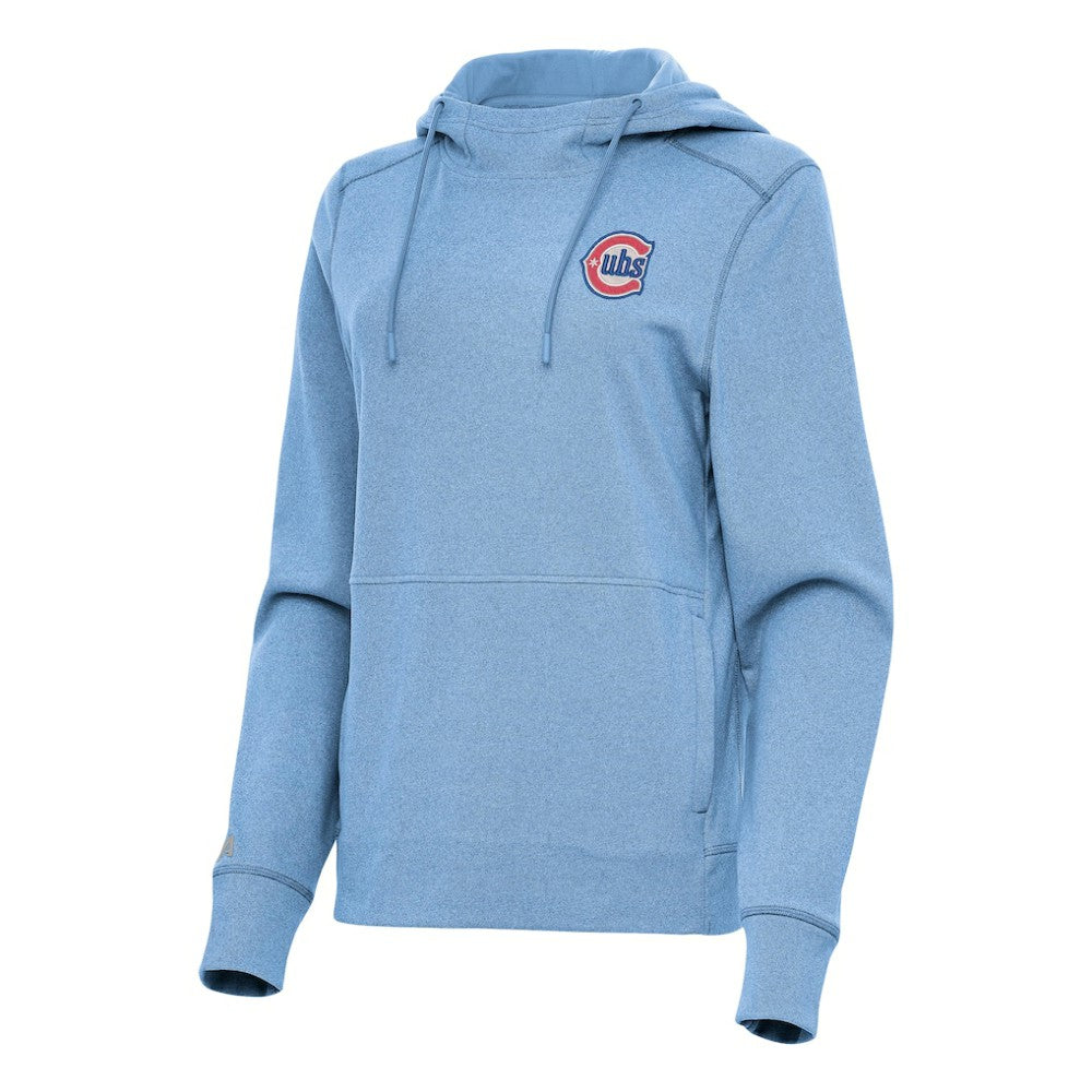Chicago Cubs Antigua Women's Alternate Logo Justice Pullover Hoodie - Heather Powder Blue - MLB on Sale