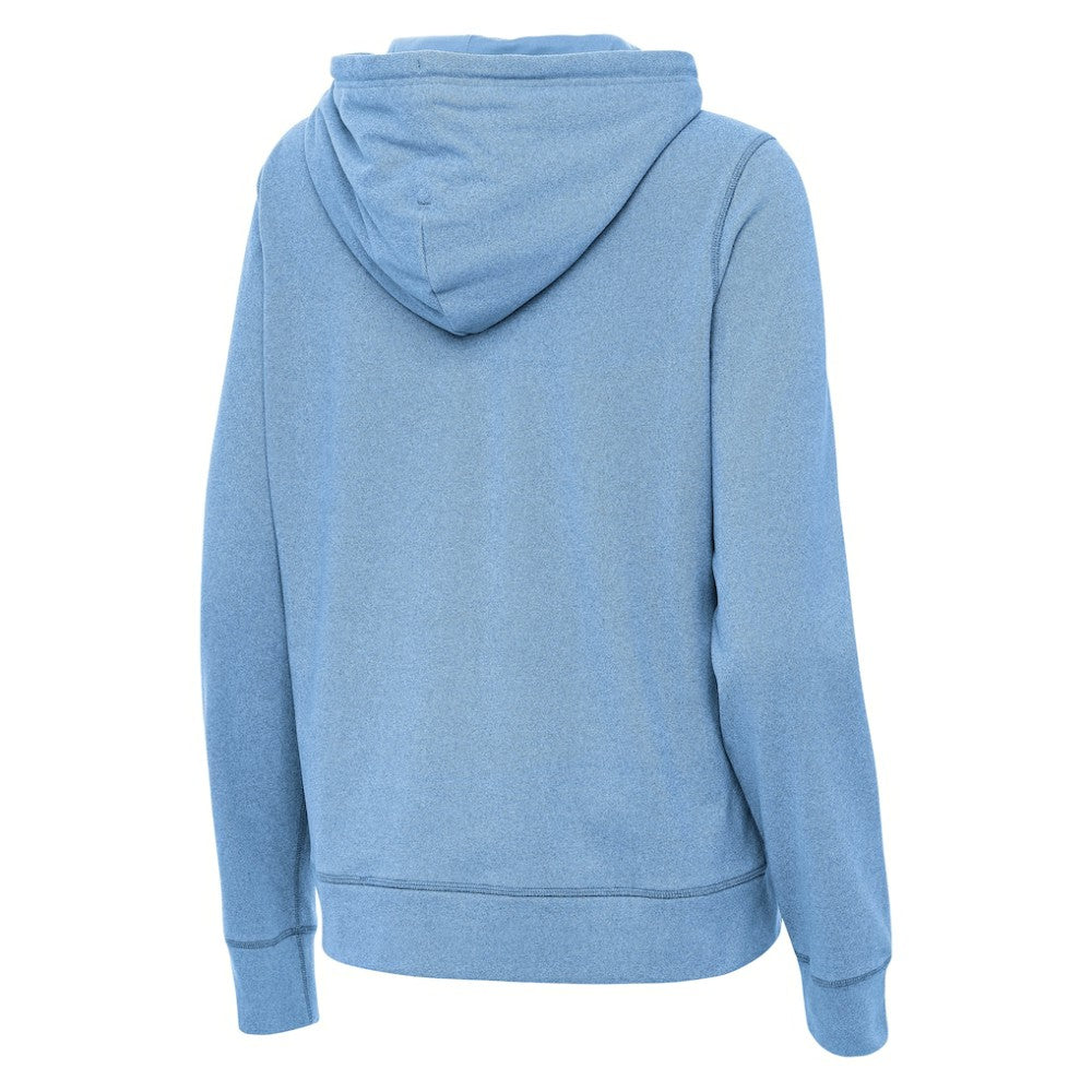 Chicago Cubs Antigua Women's Alternate Logo Justice Pullover Hoodie - Heather Powder Blue - MLB on Sale