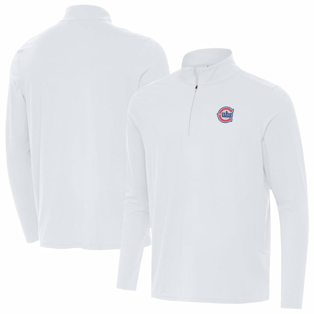 Chicago Cubs Antigua Alternate Logo Intent Quarter-Zip Pullover - White - MLB Lifestyle