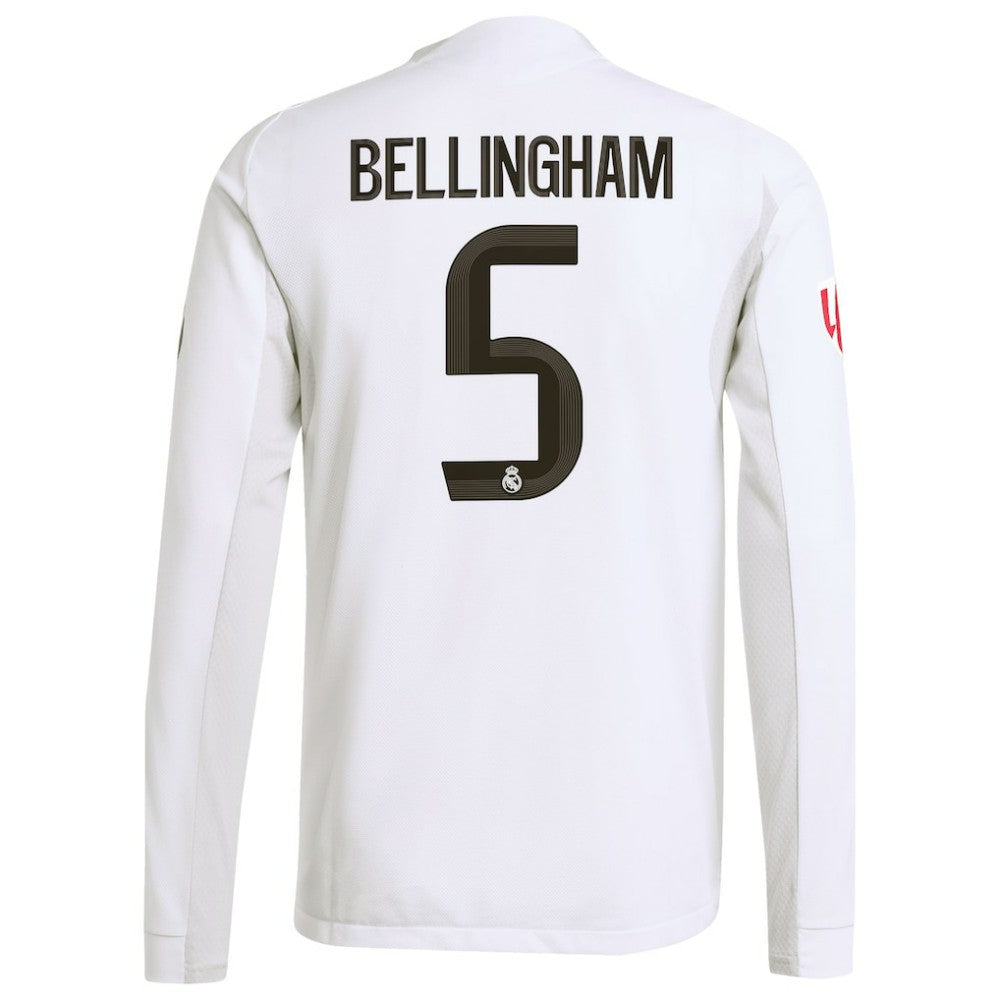 Jude Bellingham Real Madrid 2025/26 Home Long Sleeve Jersey White - Adidas