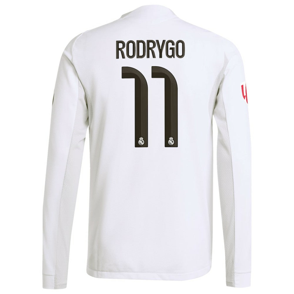 Rodrygo Real Madrid 2025/26 Home Long Sleeve Jersey White - Adidas for sale