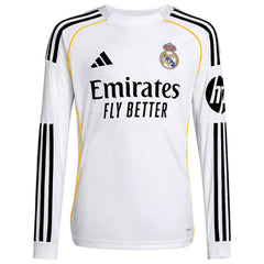 Vini Jr. Real Madrid Youth 2025/26 Home Replica Long Sleeve Jersey White - Adidas