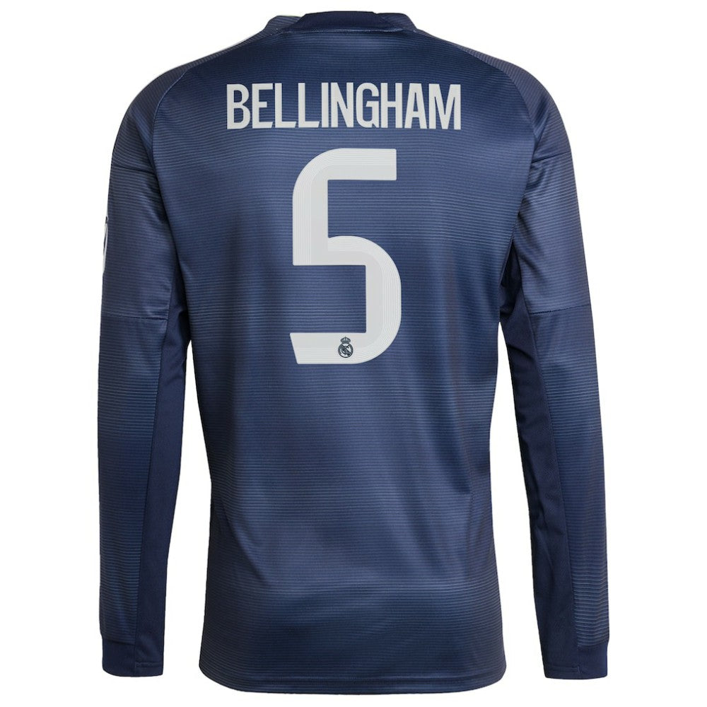 Jude Bellingham Real Madrid 2025/26 Away Long Sleeve Replica Jersey Blue
