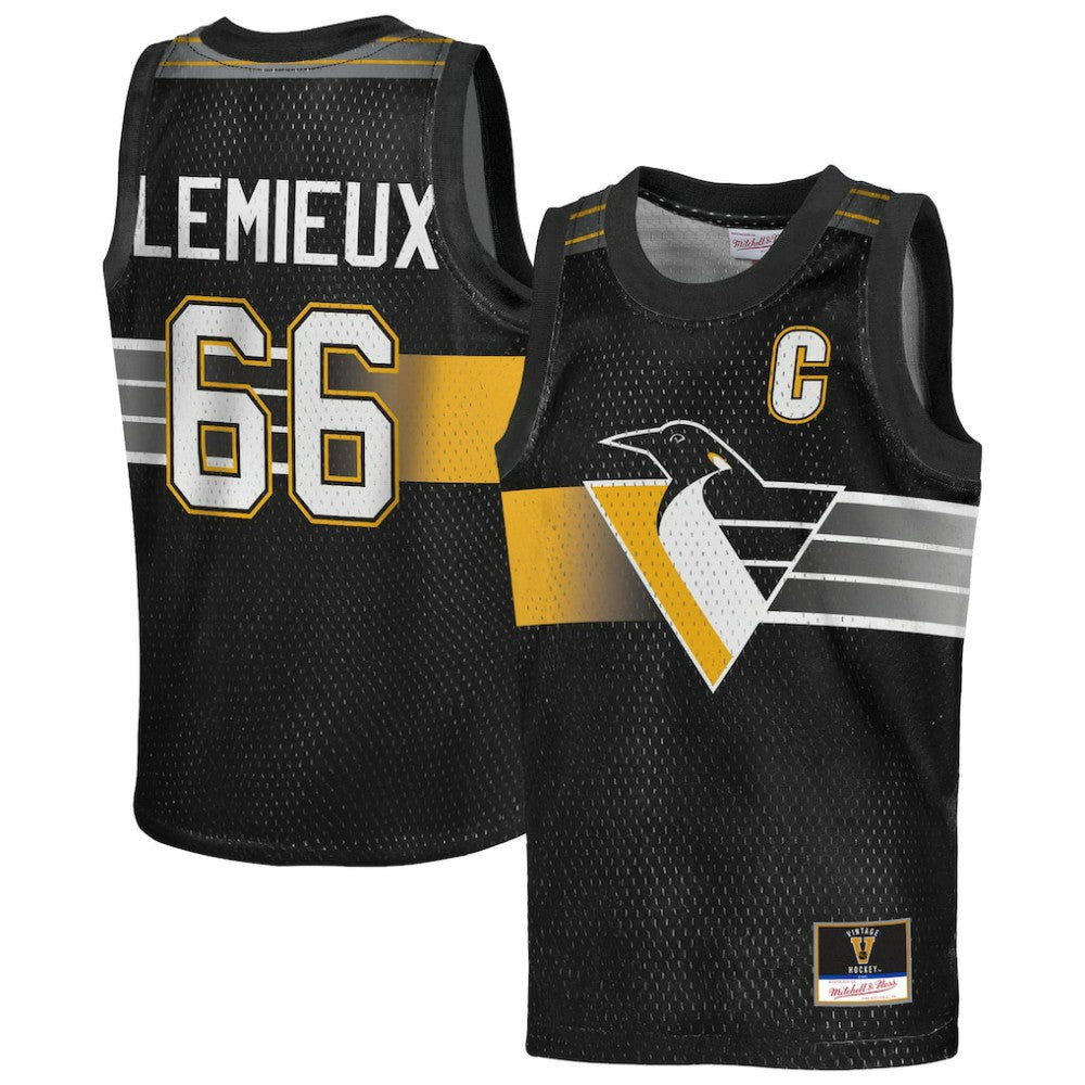 Mario Lemieux Pittsburgh Penguins Mitchell & Ness Youth Maxxed Out Fashion Basketball Jersey - Black - NHL 203133396
