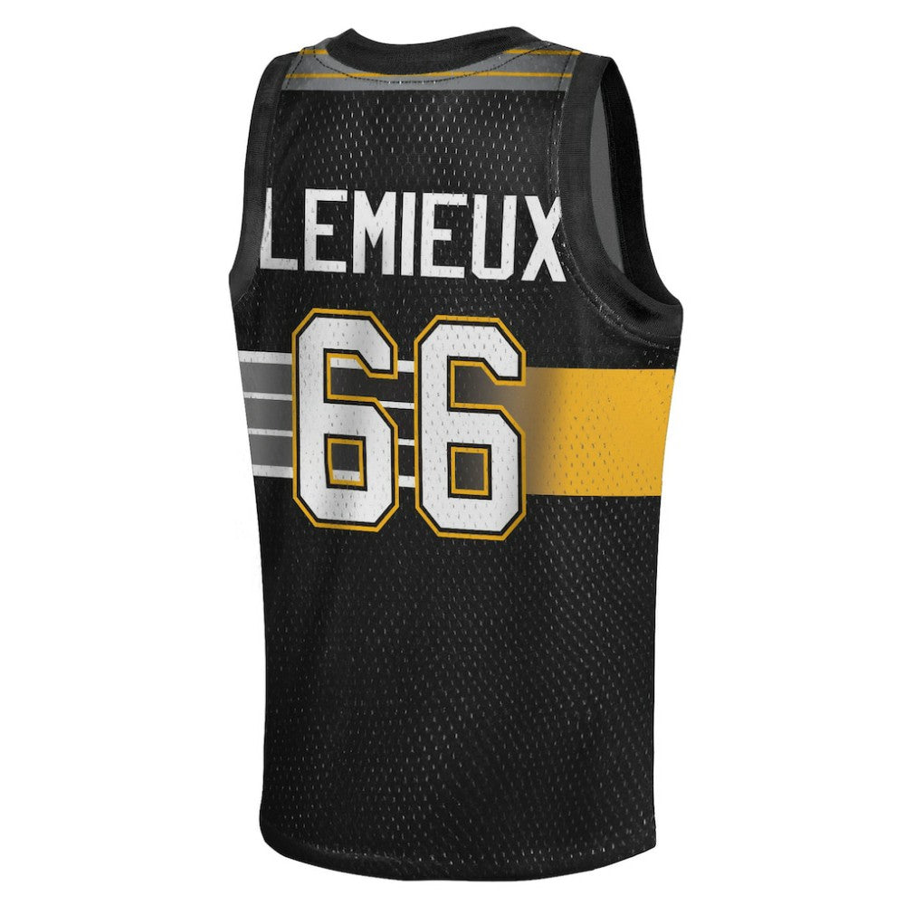 Mario Lemieux Pittsburgh Penguins Mitchell & Ness Youth Maxxed Out Fashion Basketball Jersey - Black - NHL 203133396