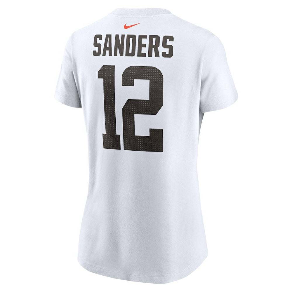 Nike Shedeur Sanders Cleveland Browns Women's 2025 NFL Draft Name & Number T-Shirt White