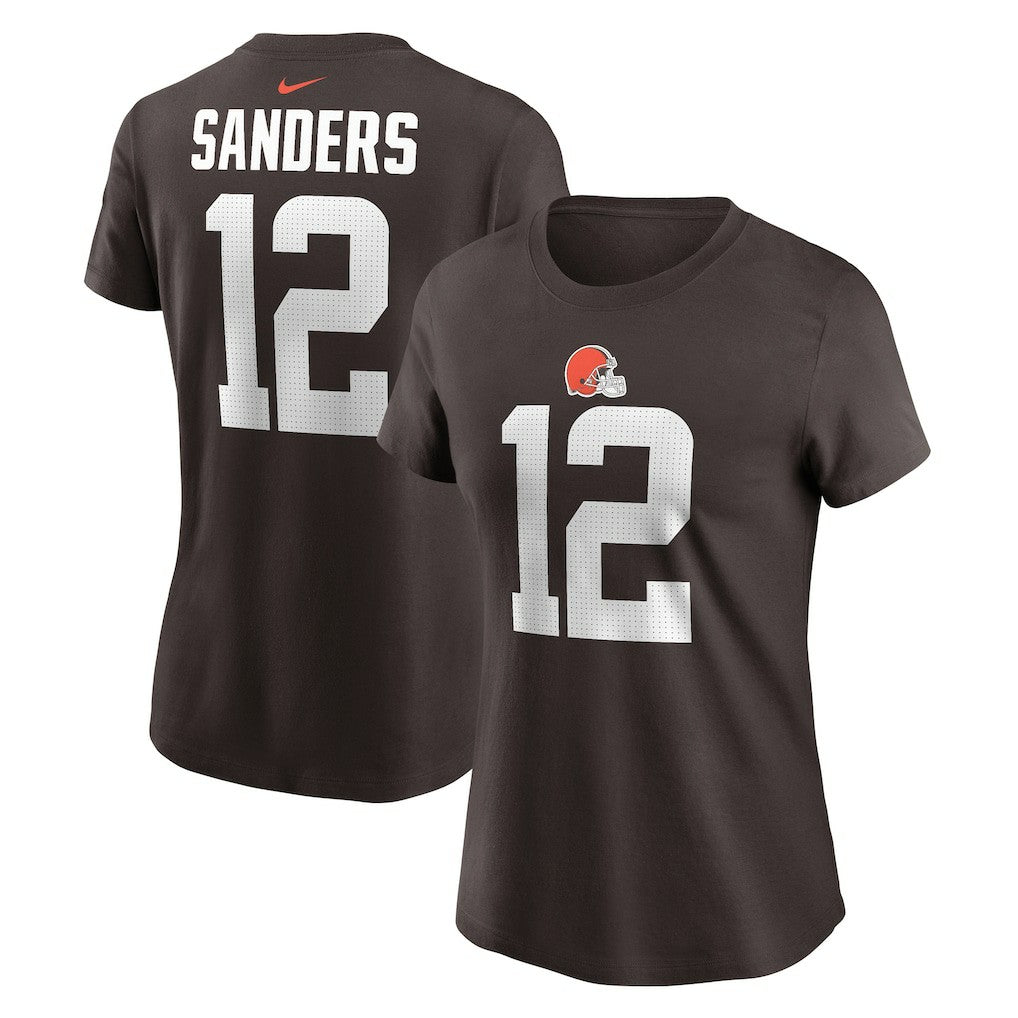 Nike Shedeur Sanders Cleveland Browns Women's 2025 NFL Draft Name & Number T-Shirt Brown