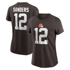 Nike Shedeur Sanders Cleveland Browns Women's 2025 NFL Draft Name & Number T-Shirt Brown