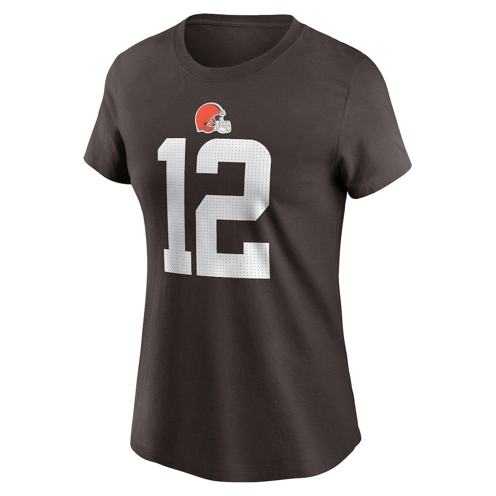 Nike Shedeur Sanders Cleveland Browns Women's 2025 NFL Draft Name & Number T-Shirt Brown