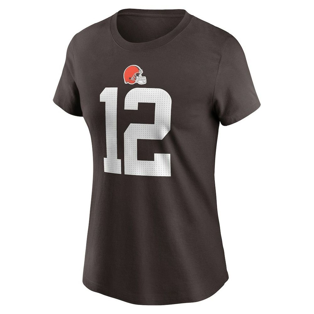 Nike Shedeur Sanders Cleveland Browns Women's 2025 NFL Draft Name & Number T-Shirt Brown