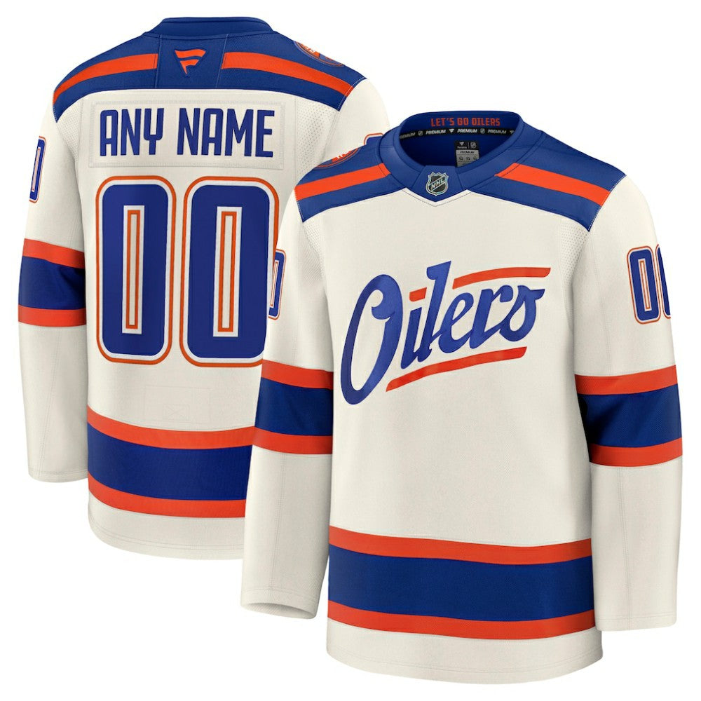 Edmonton Oilers Fanatics Alternate Premium Custom Jersey - Light Beige - NHL 203133897