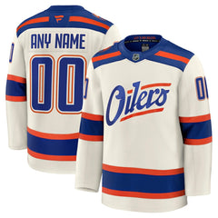 Edmonton Oilers Fanatics Alternate Premium Custom Jersey - Light Beige - NHL 203133897