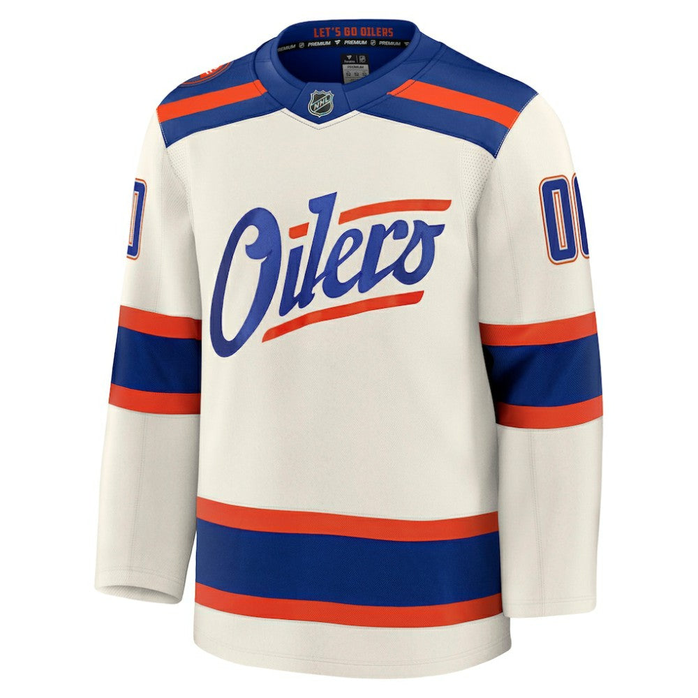 Edmonton Oilers Fanatics Alternate Premium Custom Jersey - Light Beige - NHL 203133897