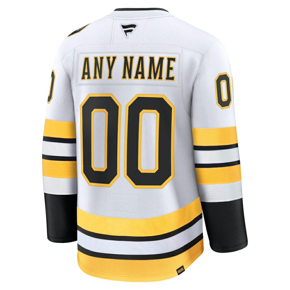 Boston Bruins Fanatics Away Premium Custom Jersey - White - NHL 203133904