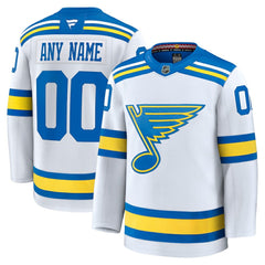 St. Louis Blues Fanatics Away Premium Custom Jersey - White - NHL 203133906