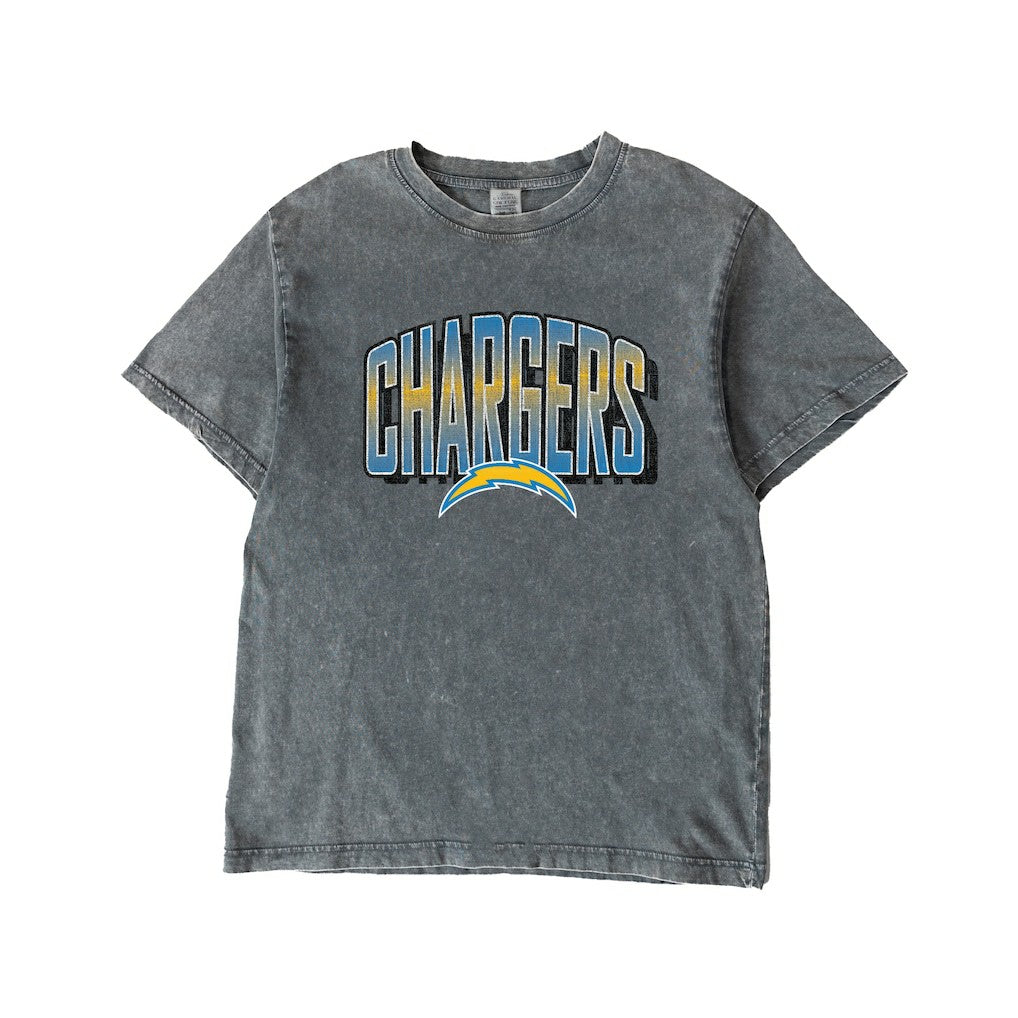 Los Angeles Chargers Gameday Couture Women's Peak Performance Oversized Snow Wash T-Shirt Gray