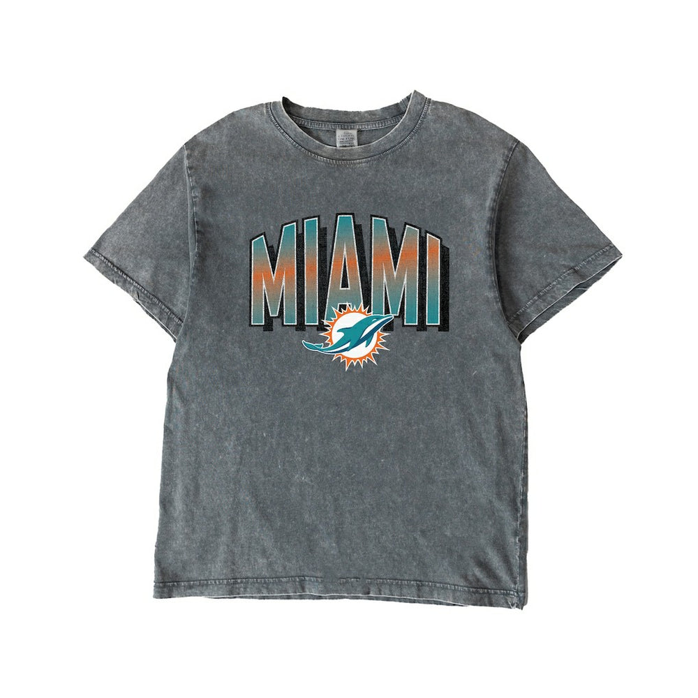 Miami Dolphins Gameday Couture Women's Peak Performance Oversized Snow Wash T-Shirt Gray