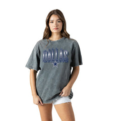 Dallas Cowboys Gameday Couture Women's Peak Performance Oversized Snow Wash T-Shirt Gray