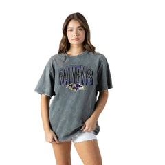 Baltimore Ravens Gameday Couture Women's Peak Performance Oversized Snow Wash T-Shirt Gray